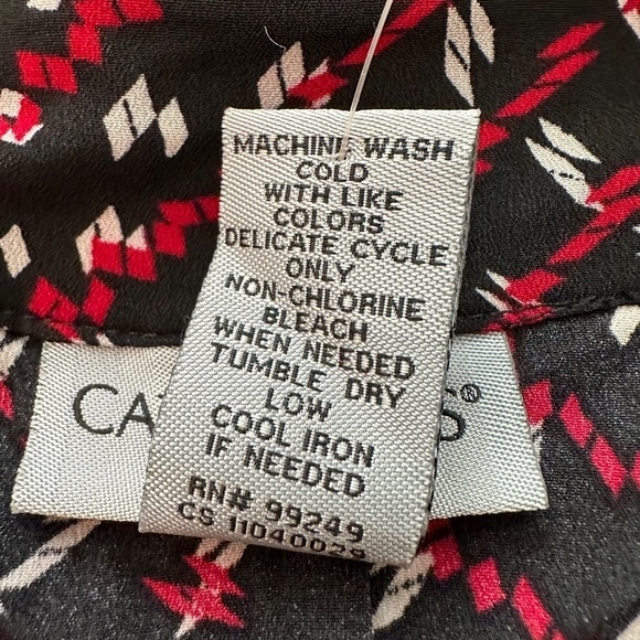 Catherines Women's Size 14/16W Long Sleeve Printed V-Neck Tie Closure Slits Top - Picture 11 of 15